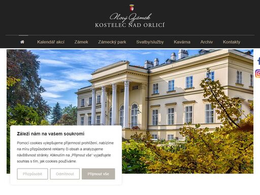 webová prezentace nového zámku kostelec nad orlicí