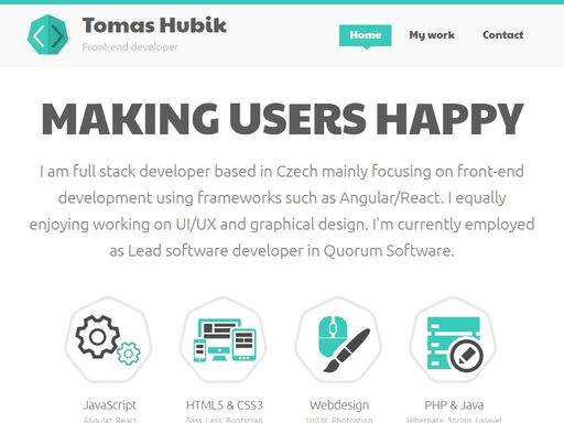 i am full stack developer based in czech mainly focusing on front-end development using frameworks such as angular/react.