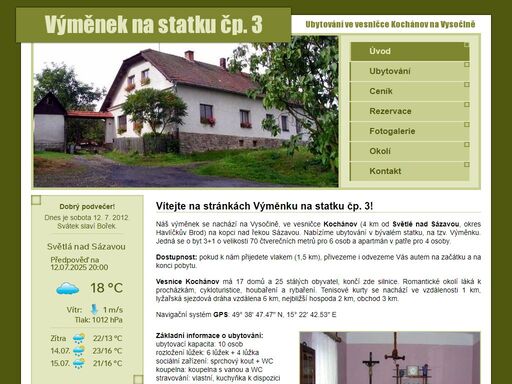 nabízíme ubytování v bývalém statku ve vesničce kochánov na vysočině, pouhé 4 km od světlé nad sázavou (okres havlíčkův brod).