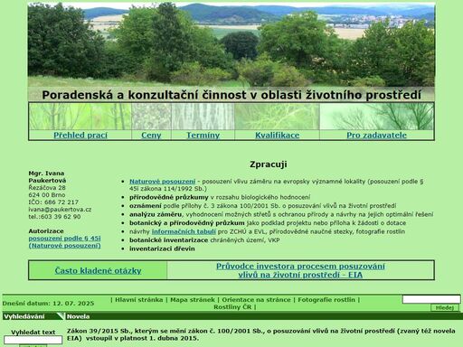 mgr ivana paukertová, biologické průzkumy a naturové posouzení podle §45i, botanické průzkumy, natura 2000, jedlé rostliny, vaření z divokých rostlin 