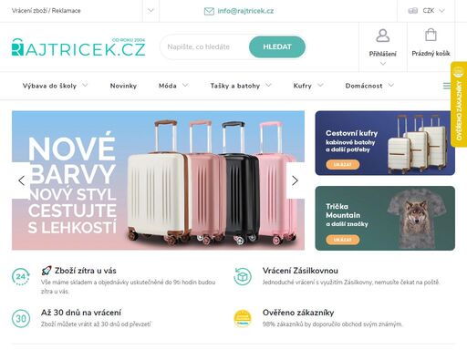originální trička, skvělé tašky, přebalovací batohy, cestovní kufry a mnoho dalších originálních doplňků.