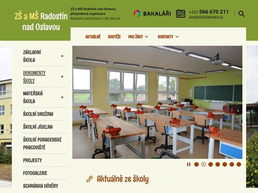 oficiální stránky základní školy a mateřské školy v radostíně nad oslavou.