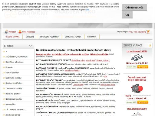 provozujeme velkoobchod, maloobchod, e-shop se zbožím pro domácnosti i profesionály. dále nabízíme odborné služby v oboru vodní a odpadové hospodářství, solární energie a další.