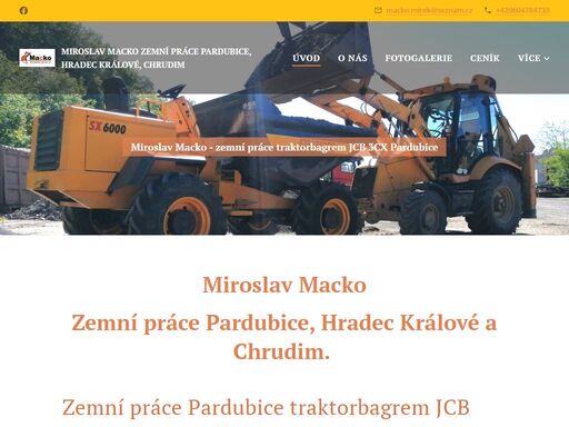 miroslav macko zemní práce pardubice traktorbagrem jcb 3cx a dumperem pardubice, chrudim, hradec králové