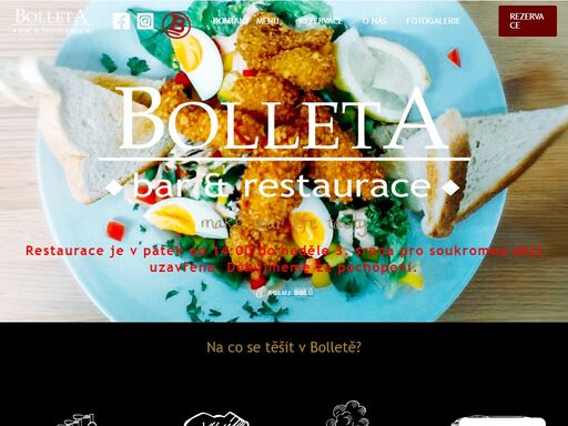 bolleta v černošicích je jednak restaurace a bar a jednak nabízí prostory pro pořádání oslav - svatebních hostin, firemních akcí, třídních srazů, dětských oslav, atd...