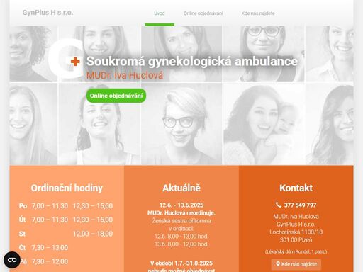 komplexní péče v oblasti prevence, diagnostiky a léčby v oboru ambulantní gynekologie.