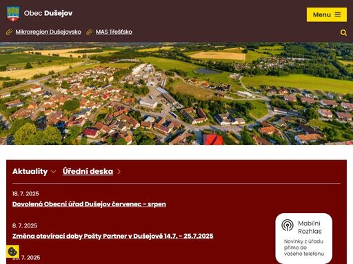 naše obec je domovem necelé pětistovky obyvatel. máme vlastní školu. jsme členy mikroregionu dušejovsko a mas třešťsko. zjistěte o nás více.