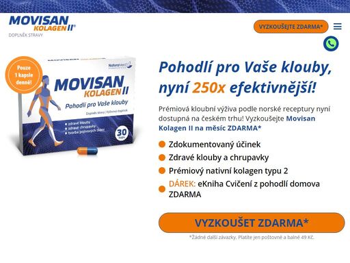 movisan kolagen ii je prémiová kloubní výživa podle norské receptury. podpořte zdraví svých kloubů a chrupavek s nativním kolagenem typu 2.