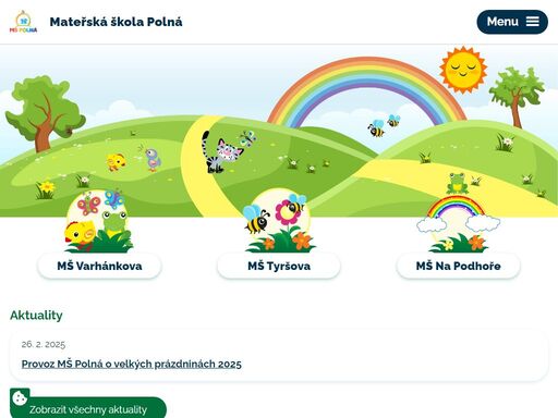 mateřská škola polná vznikla jako příspěvková organizace s právní subjektivitou k 1.1.2003 sloučením 3 pracovišť: mš varhánkova 263 - 6 třídní, mš na podhoře 201 - 3 třídní a mš tyršova 655 - 1 třídní.
