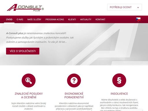 a-consult plus je renomovanou znaleckou kanceláří již 30 let. poskytujeme služby jak fyzickým a právnickým osobám, tak státním a samosprávním institucím.