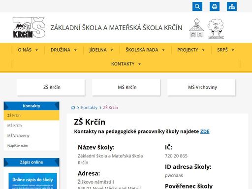 oficiální stránky základní školy a mateřské školy krčín