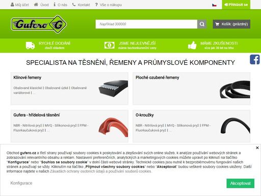 nejlevnější velkoobchod a maloobchod s těsněním, gufery, klínovými řemeny a dalšími průmyslovými komponenty. 