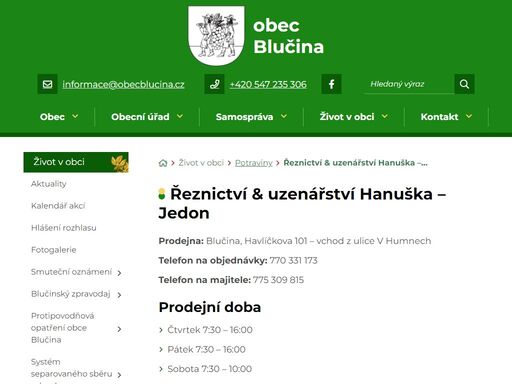 Řeznictví & uzenářství hanuška – jedon,potraviny,Život v obci řeznictví & uzenářství hanuška – jedon