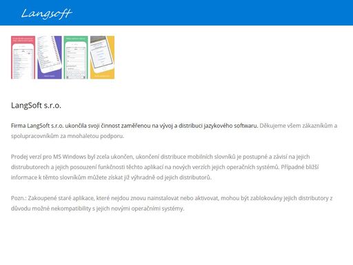 langsoft - výrobce programu pc translator a slovníků pro iphone
