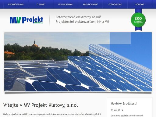 mv projekt klatovy s.r.o. - projektování elektrozařízení, fotovoltaické elektrár.