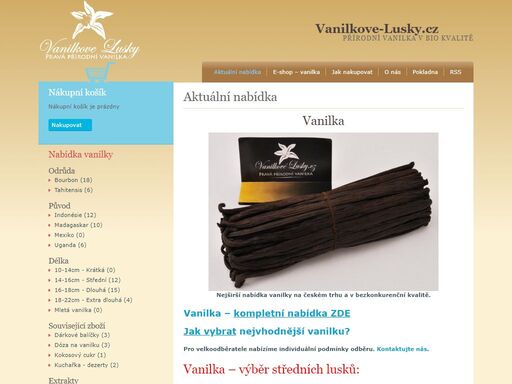 největší český obchod s vanilkou. pravá vanilka v bio kvalitě za bezkonkurenční ceny. jednou ochutnáte vanilkový lusk a zapomenete na ethylvanilin.