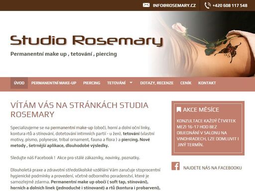 studio rosemary - služby v oblasti piercingu, tetování a permanentního make-up.