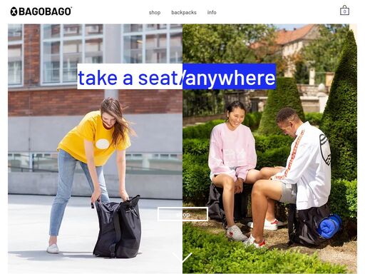 bagobago introduces a new collection of its patented sitting backpacks combining contemporary fashion with the signature built-in chair.