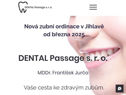 v dental passage, zubní ordinaci v jihlavě spojujeme špičkovou stomatologii s inovativními technologiemi a individuálním přístupem ke každému pacientovi. pokud hledáte zubaře v jihlavě, tak vám nabízíme komplexní zubní péči.

navštivte nás v srdci jihlavy a dopřejte svému úsměvu tu nejlepší péči! mddr. františek jurča