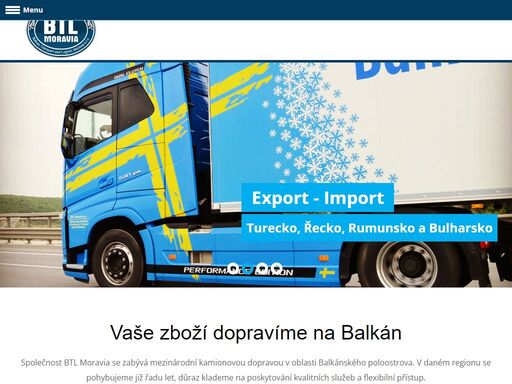 společnost balkan transport and logistic moravia s.r.o. zajišťuje vnitrostátní a mezinárodní kamionovou dopravu celovozovou