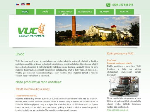vuc services spol.s r.o vyrábí tekuté invertní cukry, mulčovací rohože ekocover a ovocné destiláty bonfier