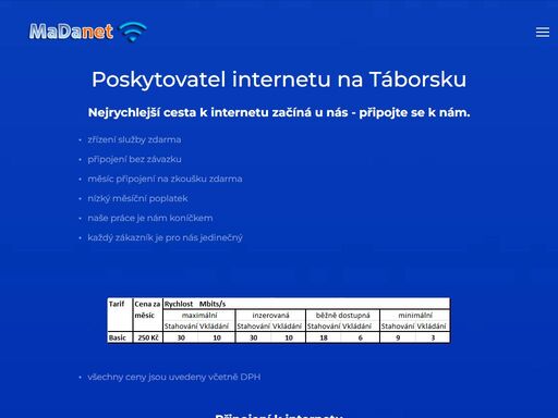 madanet.cz - poskytovatel internetu tábor a okolí
