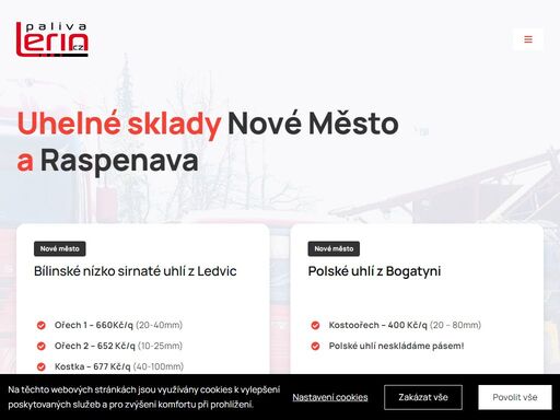 uhelné sklady nové město a raspenava. uhlí k dispozici - bílinské nízko sirnaté uhlí z ledvic, polské uhlí z bogatyni a pytlované uhlí 25 kg.