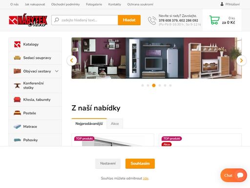 cenově dostupný, převážně český a slovenský nábytek v odpovídající kvalitě