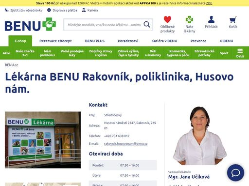 ?bezbariérová lékárna se zaměřením na geriatrickou péči, zubní péči, speciální výživu a zdravotnickou obuv. najdete zde výdejní místo našeho e-shopu benu.cz.?