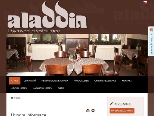 ubytování a restaurace aladdin v lázeňském městě teplice nabízí dvoulůžkové pokoje a třílůžkový pokoj.