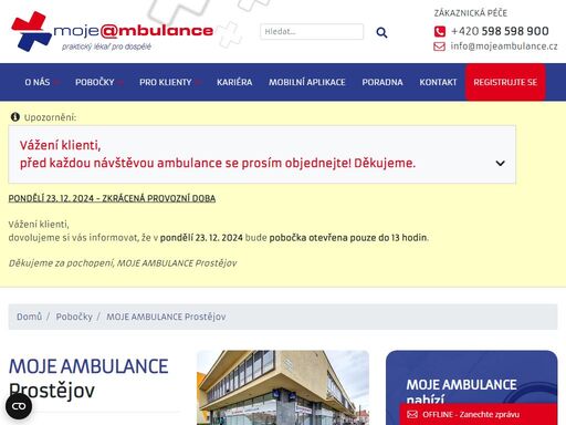 moje ambulance – největší síť ordinací praktických lékařů pro dospělé v čr. 12hodinová ordinační doba, online registrace i objednávka, hrazeno ze zp. 