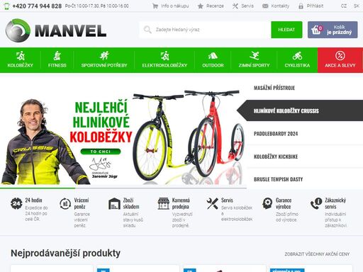 manvel.cz - sportovní potřeby, sport, fitness, koloběžky, elektrokoloběžky, outdoor