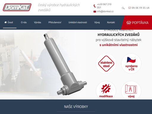 český výrobce hydraulických zvedáků (aktuátorů) pro polohovatelný nábytek určený pro zdravotnictví a sociální péči