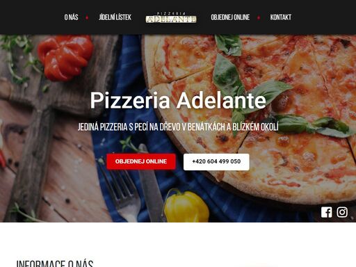 přijďte ochutnat pizzu přímo z pece. pizzeria adelante zajišťuje i rozvoz jídel. rozvoz jídla si můžete objednat jednoduše online a nebo po telefonu.