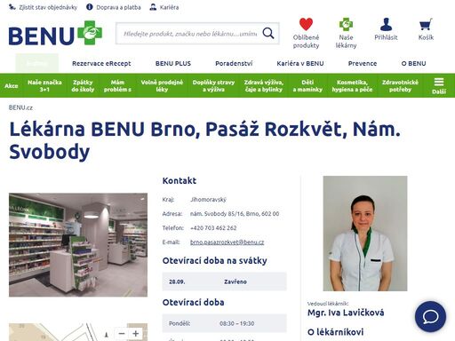 vystudovala farmaceutickou fakultu v brně. v roce 2013 složila atestační zkoušku v oboru veřejné lékárenství. pro benu pracuje od roku 2018.
ve svém volném čase se věnuje rekreačně sportu od tance, přes běh, jógu, kolo, ferraty po lyžování.