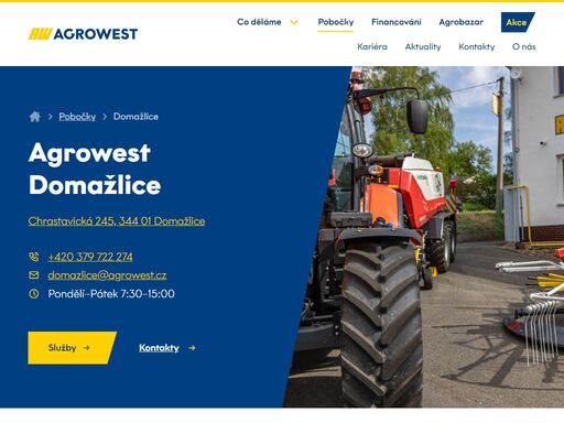 agrowest domažlice se specializuje na prodej a servis zemědělských strojů.