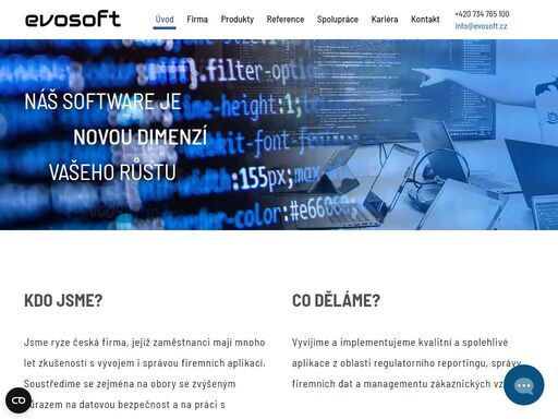 webové stránky společnosti evosoft s.r.o.