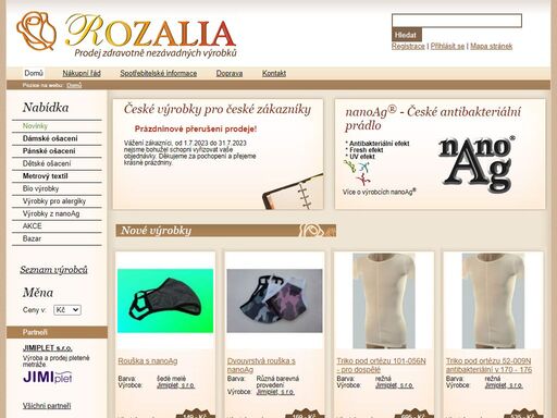 rozalia - e-shop textilu, oblečení a oděvů. prodej kvalitního textilu českých a slovenských výrobců odpovídajícího nejnáročnějším normám.