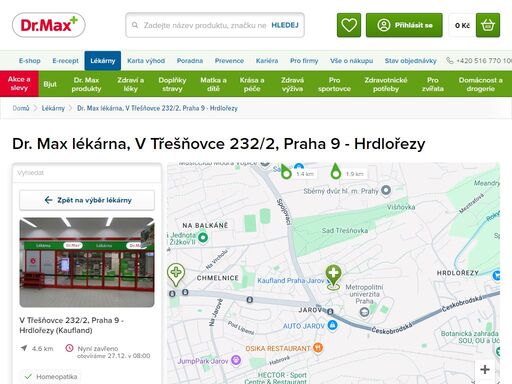 dr. max lékárna, v třešňovce 232/2, praha 9 - hrdlořezy | dr. max lékárna