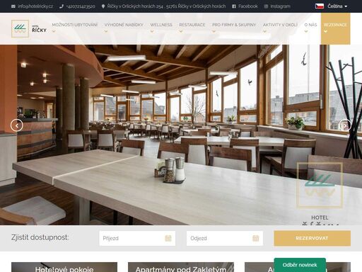 přijeďte si odpočinout do wellness hotelu říčky v srdci orlických hor.