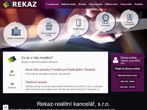 rekaz-realitní kancelář, s.r.o. - již od roku 1991 se zabýváme kompletní správou nemovitostí a provozem tepelných zdrojů v celém moravskoslezském kraji.