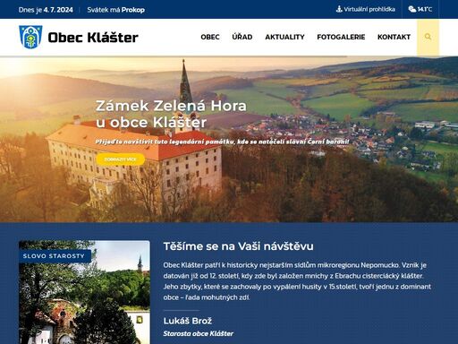 oficiální stránky obce klášter