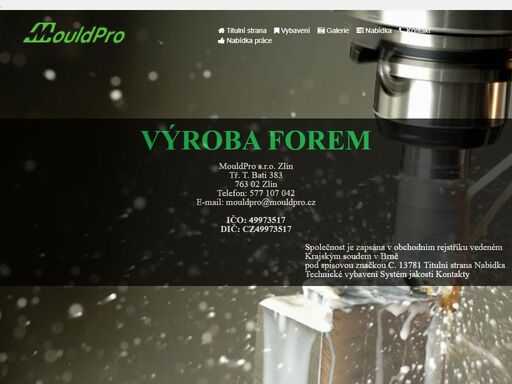 firma mouldpro s.r.o. zabývající se konstrukcí a výrobou forem ve zlíně.