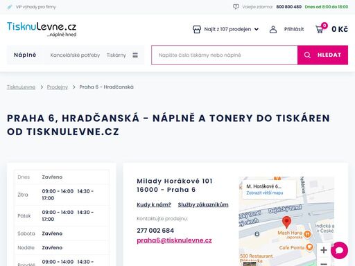 plně zásobená prodejna s tonery a náplněmi do vaší tiskárny -> navštivte tisknulevne.cz - praha 6 - hradčanská.