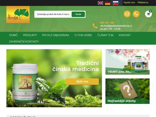 e-shop s bylinnými produkty tradiční čínské medicíny