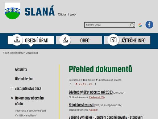 www.obecslana.cz