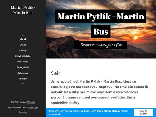 jsme společnost martin pytlík - martin bus, která se specializuje na autobusovou dopravu. na trhu působíme již několik let a díky našim zkušenostem a vyškolenému personálu jsme schopni poskytnout profesionální a spolehlivé služby