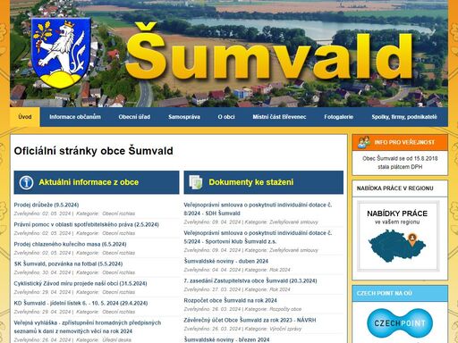 oficiální stránky obce šumvald a břevenec