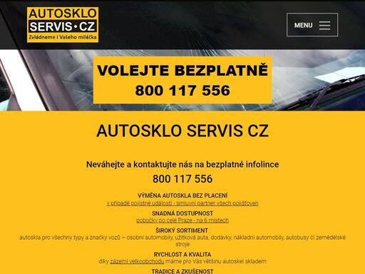 autosklo servis cz, tradiční pražská společnost, zajišťuje výměny a opravy autoskel pro všechny typy a značky vozů. pobočky najdete po celé praze!