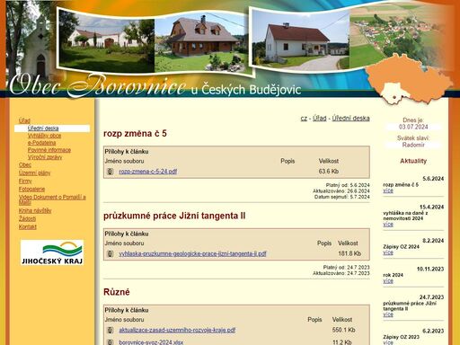 oficiální webové stránky obce borovnice
